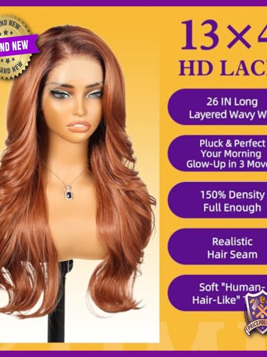 Synthetic Lace Front Wig 26IN Glueless Layered Wavy Daily Wear main image 3